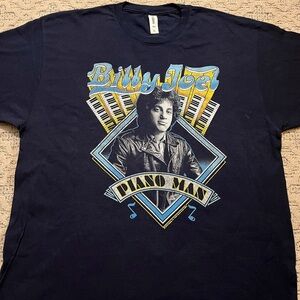 🎸 '18 Billy Joel Piano Creative Artist Sing Us A Song Square Text Logo Retro Tee